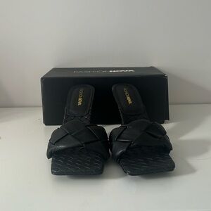 Fashion Nova Braided Black Heeled Sandal